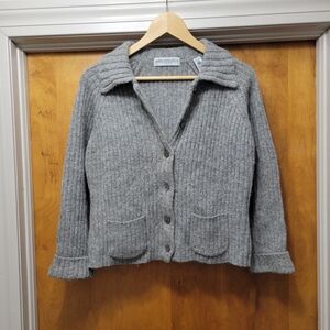 Valerie Stevens Ribbed Gray Cardigan Sweater